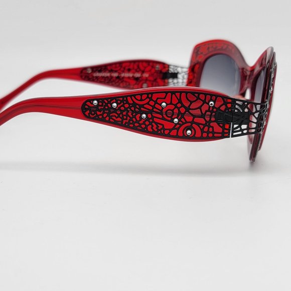 Jean Lafont Louxor 100 Red Black Frame Black Gradient Lens Sunglasses w/ Case main image 12